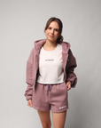 Women's Zip Crop Jacket - Mauve Rose