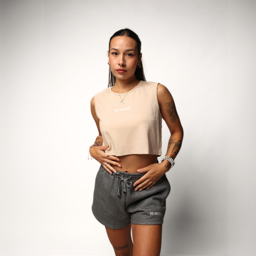 Training Crop Top - Sandy Beige