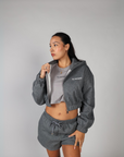 Women's Zip Crop Jacket - Steel Grey