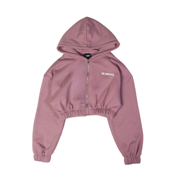 Women's Zip Crop Jacket - Mauve Rose