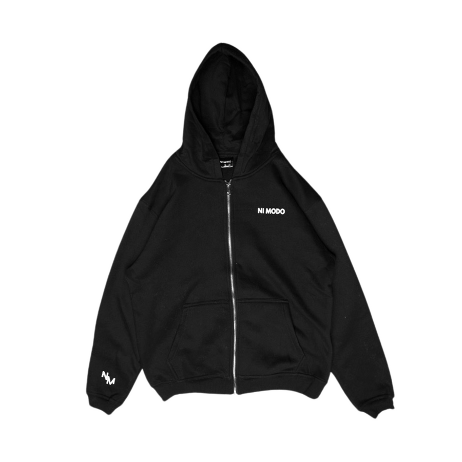 Ni Modo Zip Up Hoodie - Midnight Black